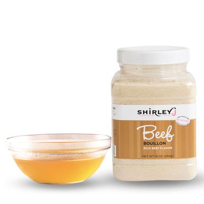 Shirley J- Beef Bouillon Powder Flavor 1 LB. | Low Sodium Concentrated Beef Flavored Bouillon Premium Gourmet Grade | For Soup, Stew, Broth, Gravy, Curry &amp; More (Beef)