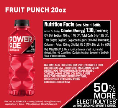 POWERADE Sports Drink Fruit Punch, 20 Ounce (Pack of 24)