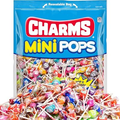 Tootsie Roll Charms Mini Pops - 4.5 lb Bag of Individually Wrapped Fruity Hard Candy Lollipops in 18 Fun Flavors - Peanut and Gluten Free, 400 Count, Packaging May Vary