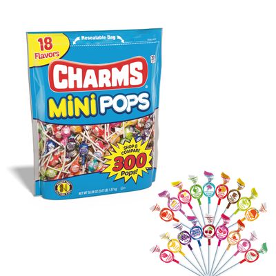 Tootsie Roll Charms Mini Pops - 4.5 lb Bag of Individually Wrapped Fruity Hard Candy Lollipops in 18 Fun Flavors - Peanut and Gluten Free, 400 Count, Packaging May Vary