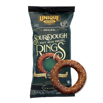 Unique Snacks Sourdough Craft Beer Pretzel Rings, Delicious Homestyle Baked Snack Bag, Vegan, OU Kosher, and Non-GMO Food, No Artificial Flavor, 11 Oz. Bag, Pack of 6