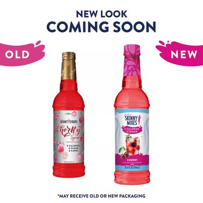 Jordan's Skinny Mixes Sugar Free Syrup, Cherry Flavor, Fruit Flavored Water Enhancer, Drink Mix for Ice Tea, Lemonade & More, Zero Calorie Flavoring, Keto Friendly, 25.4 Fl Oz, 6 Pack