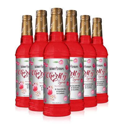 Jordan&#39;s Skinny Mixes Sugar Free Syrup, Cherry Flavor, Fruit Flavored Water Enhancer, Drink Mix for Ice Tea, Lemonade &amp; More, Zero Calorie Flavoring, Keto Friendly, 25.4 Fl Oz, 6 Pack
