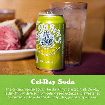 Dr. Brown's Cel-Ray Soda - A New York Original Celery Soda - 24 Cans of Refreshing, Kosher, Gourmet Soda Pop - Craft Celery Soda - 24 x 12 oz Cans