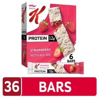 Special K Bar Protein Meal Bars, 12g of Protein, Good Source of Fiber, Strawberry (6 Boxes, 36 Bars)