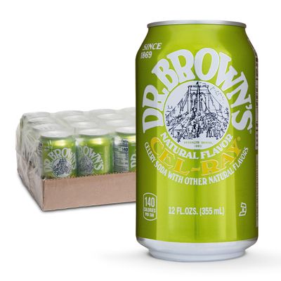 Dr. Brown&#39;s Cel-Ray Soda - A New York Original Celery Soda - 24 Cans of Refreshing, Kosher, Gourmet Soda Pop - Craft Celery Soda - 24 x 12 oz Cans