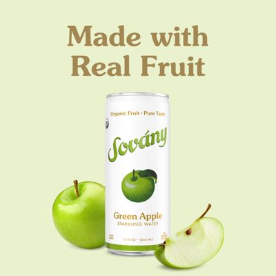 Sovány Flavored Sparkling Water Variety Pack Seltzer Water Drinks USDA Organic Made With Real Fruit NonGMO Vegan No Added Sugar Low Calorie Tangerine Raspberry Green Apple 12 fl oz 12 Pack