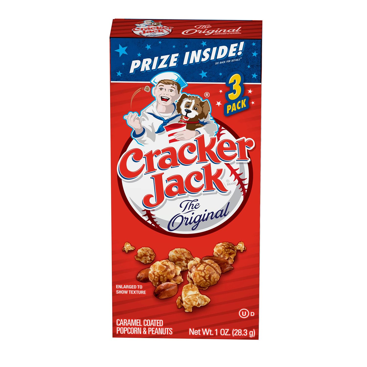 Cracker Jack Popcorn &amp; Peanuts, Caramel Coated,1 Ounce (Pack of 3)