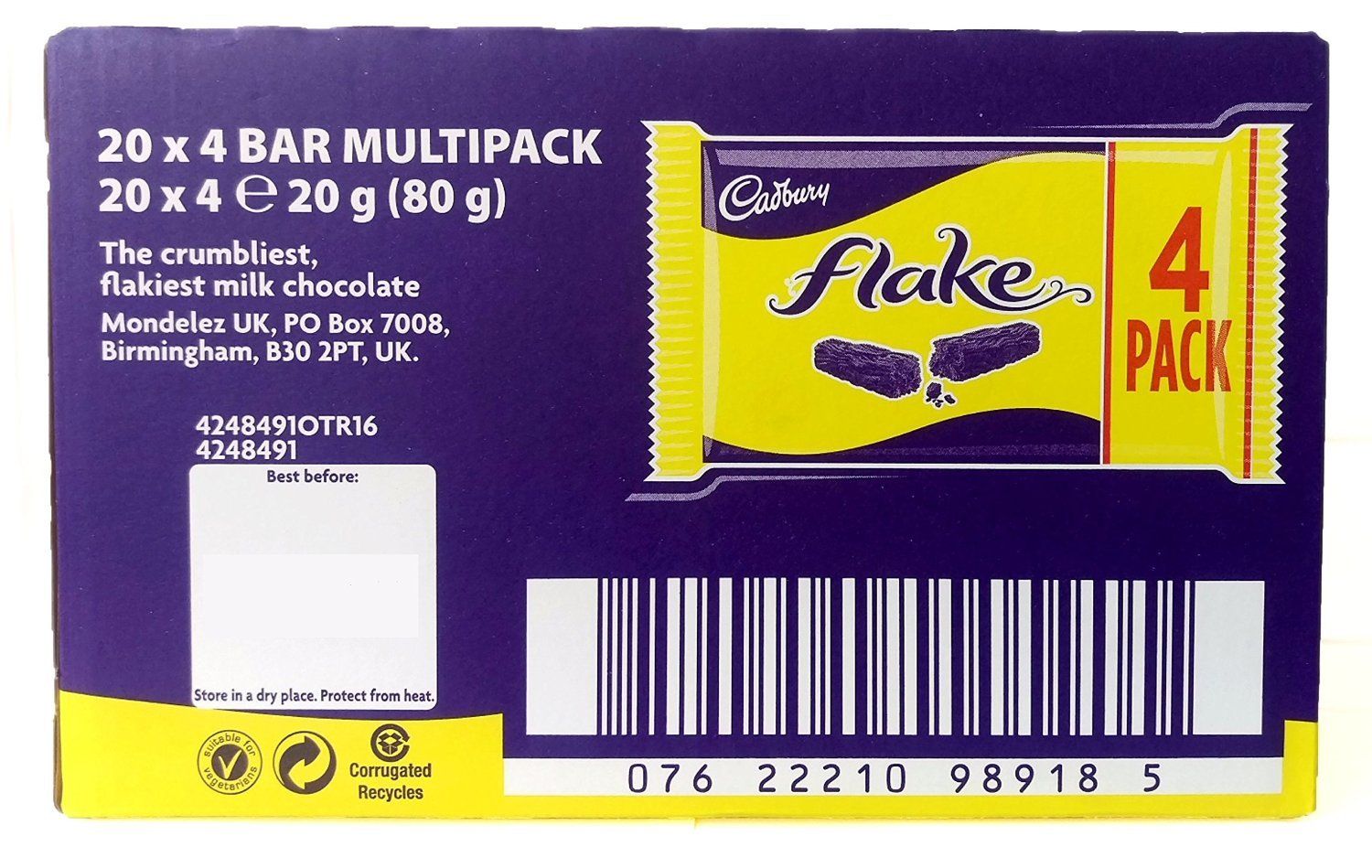 Cadbury Flake 4 bars of 20g each ( 80g ) - Pack of 20