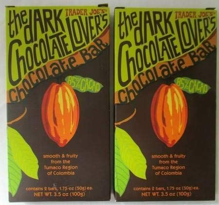 Trader Joe&#39;s the Dark Chocolate Lover&#39;s Chocolate Bar (3.5 oz/ 1.7 oz bar)(Pack of 2 / Total of 4 Bars)