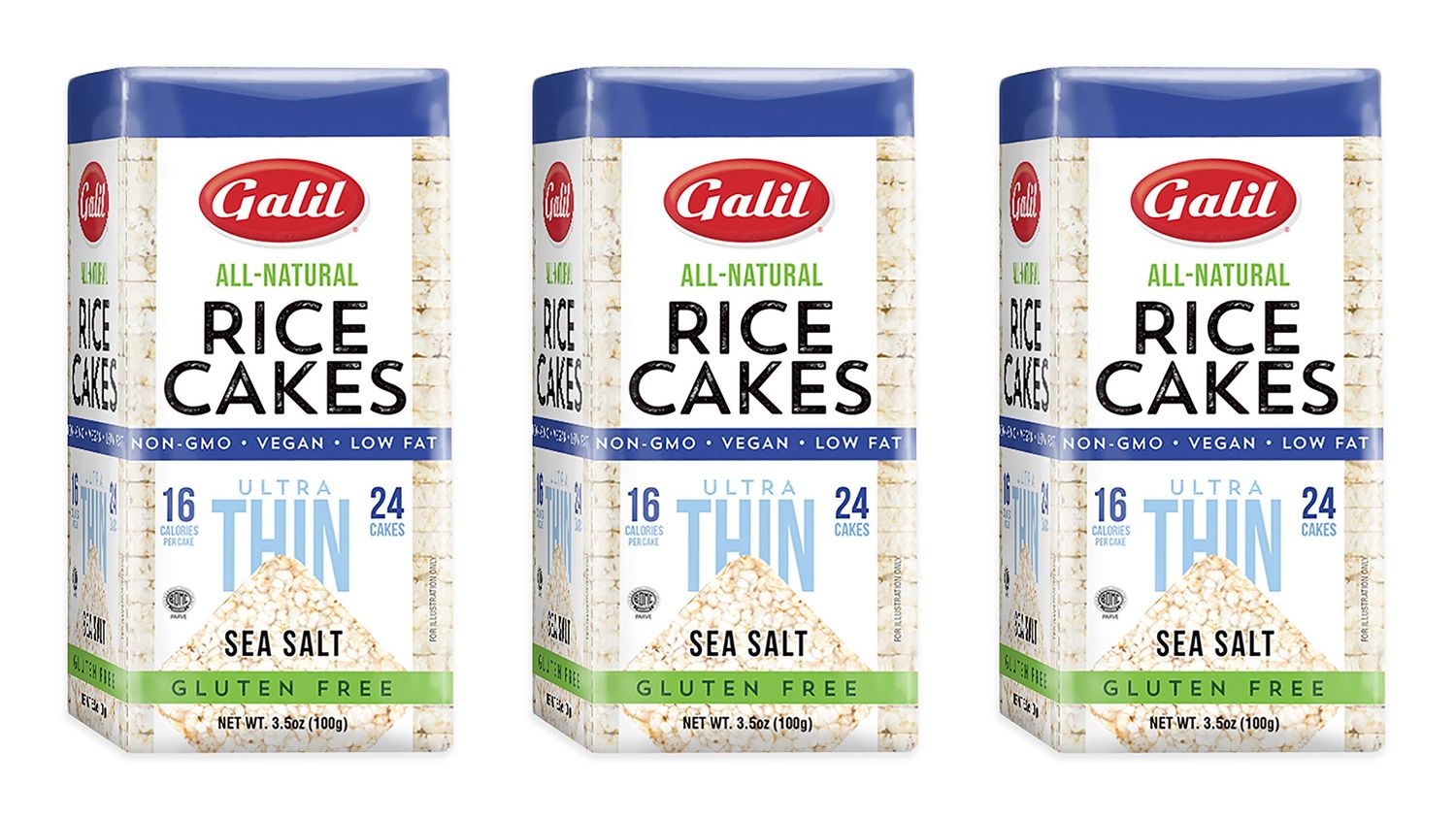 Galil Ultra-Thin Rice Cakes with Sea Salt Pack of 3 |All-Natural, Non-GMO, Low Fat, Gluten-Free Rice Cakes 3.5 Ounce