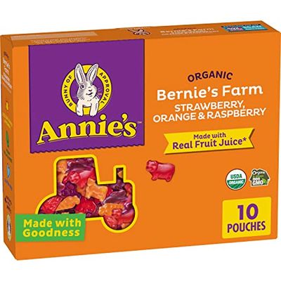 Annie&#39;s Organic Bernie&#39;s Farm Fruit Flavored Snacks, Gluten Free, 10 Pouches, 7 oz