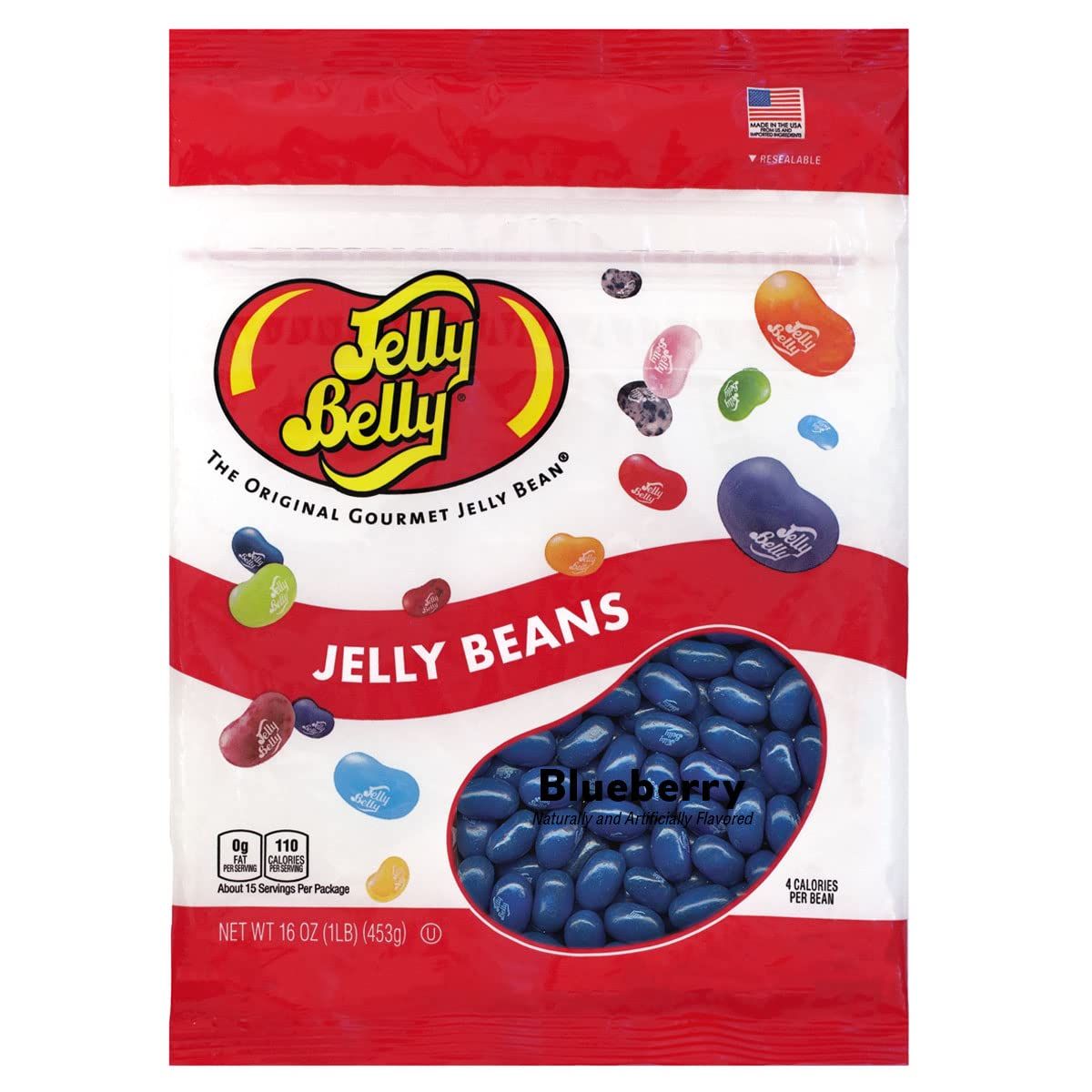 Jelly Belly Blueberry Jelly Beans - 1 Pound (16 Ounces) Resealable Bag - Genuine, Official, Straight from the Source