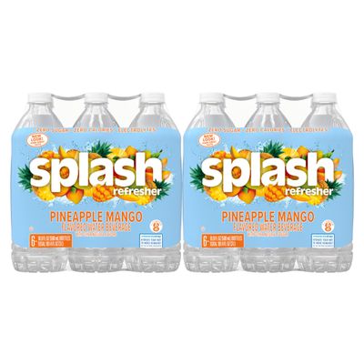 Splash Refresher, Pineapple Mango Flavor Water Beverage, 16.9 Fl Oz Plastic Bottles (24 Count)