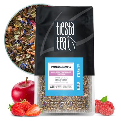Tiesta Tea - Pomegranatopia | Mixed-Berry Pomegranate White Tea | Premium Loose Leaf Tea Blend | Low Caffeinated Tea | Make Hot or Iced Tea &amp; Brews Up to 200 Cups - 8 Ounce Resealable Bulk Pouch