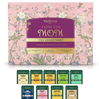 I LOVE YOU MOM, New Year Gifts for Mom from Daughter, Son &amp; Children I Gifts Mom, Mom Gifts | 9 Tea Variety Pack, New Year Tea Gift Sets | VAHDAM