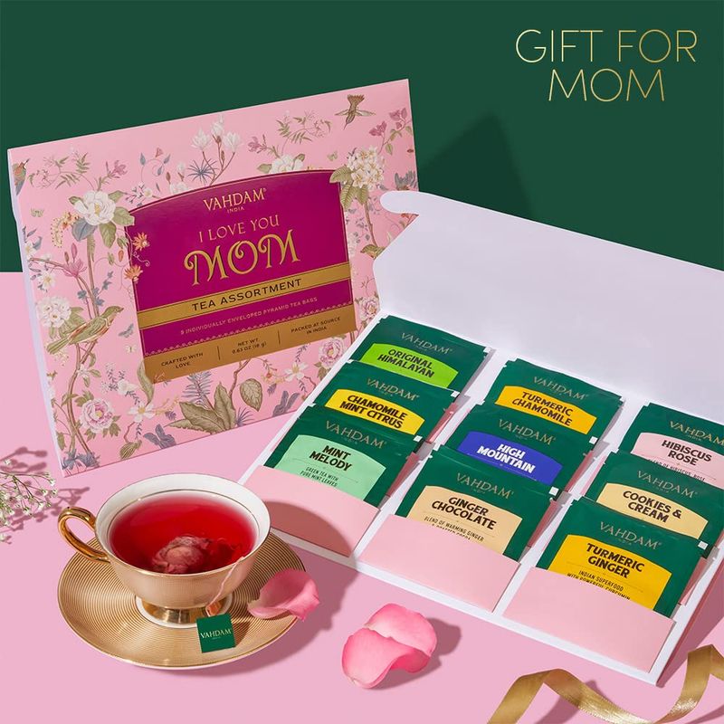 I LOVE YOU MOM, New Year Gifts for Mom from Daughter, Son &amp; Children I Gifts Mom, Mom Gifts | 9 Tea Variety Pack, New Year Tea Gift Sets | VAHDAM