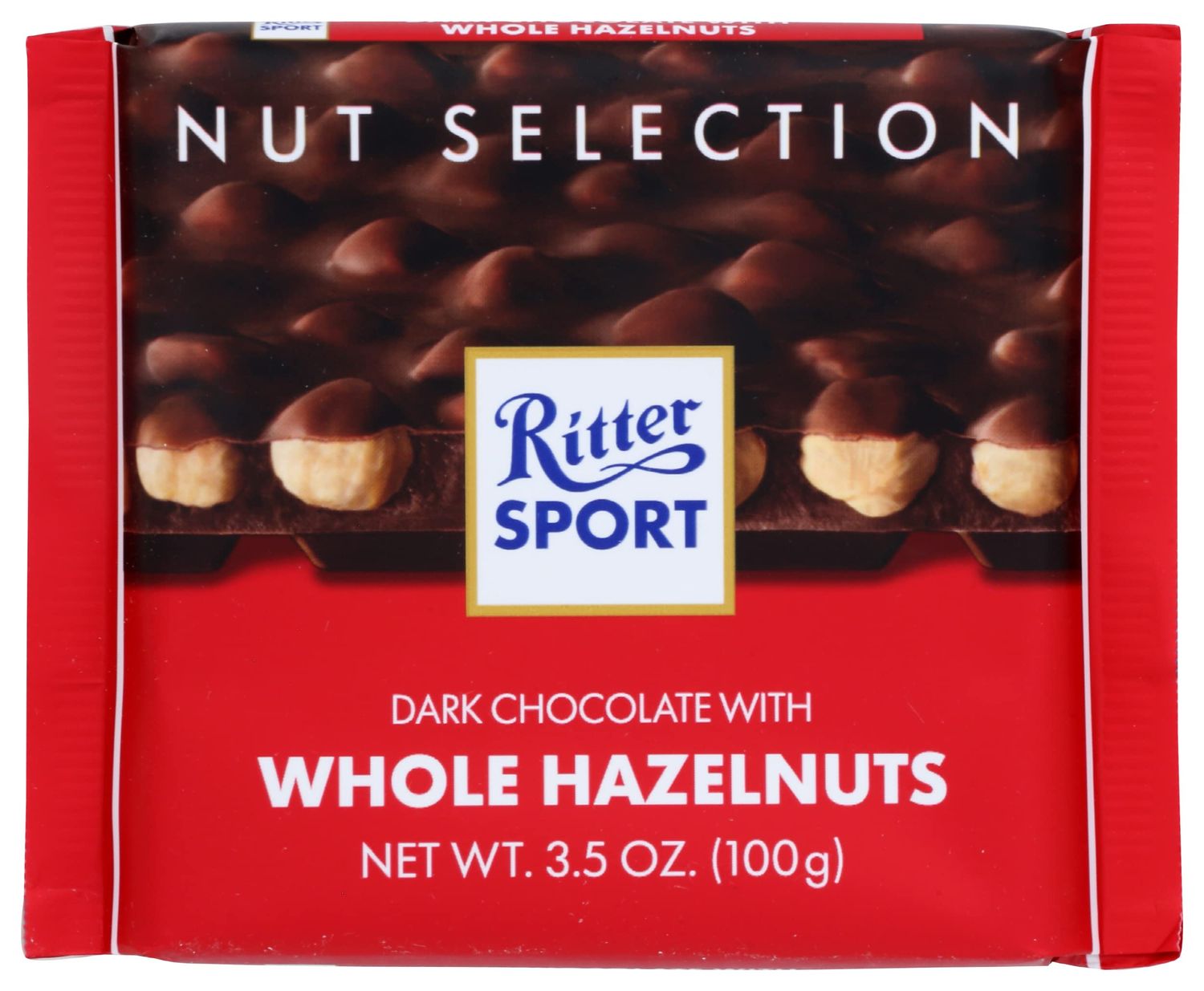 Ritter Sport Dark Chocolate with Whole Hazelnuts Bar, Natural, 3.5 Ounce (Pack of 10)