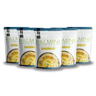NEW!! Palmini Butter &amp; Herb Mashed |Low Carb, Low Calorie Hearts of Palm Mashed|8g of Net Carbs, 70 Calories Per Serving | As Seen on Shark Tank | Ready-to-Eat | (8 Ounces Pouch (Pack of 6)
