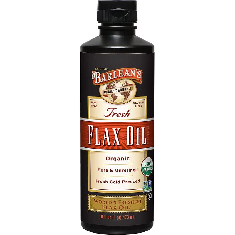 Barlean&#39;s Organic Flaxseed Oil Liquid from Cold Pressed Flax Seeds, 7,640mg ALA Omega 3 Fatty Acid Supplement for Joint and Heart Health, Vegan &amp; Gluten Free, 16 oz