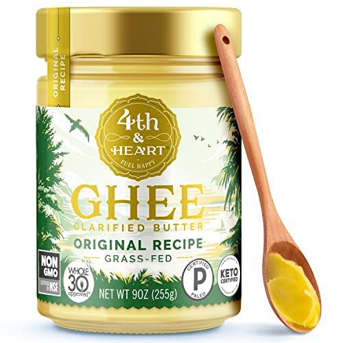 4th &amp; Heart Original Grass-Fed Ghee, Clarified Butter, Keto, Pasture Raised, Lactose and Casein Free, Certified Paleo (9 Ounces)