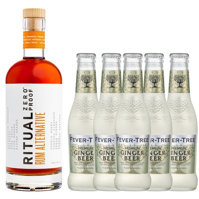 Ritual Zero Non-Alcoholic Rum Alternative with 5 Pack of Fever Tree Ginger Beer for your favorite Alcohol-Free Mixed Drink