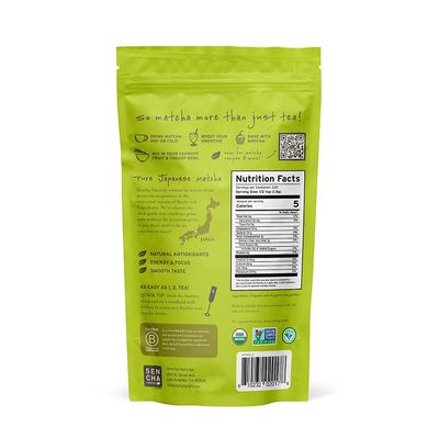 Sencha Eveyrday Natural USDA Organic Matcha Green Tea Powder Rich Antioxidant Revitalizing Body Helathy Gluten Free Product 100% Vegan Diet - 12oz (Pack of 1)