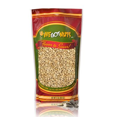 Raw Sunflower Seed Kernels by We Got Nuts - Premium Quality Kosher Shelled Sunflower Seeds - Natural &amp; Healthy Fitness &amp; Diet-Friendly Snack- Raw, Shelled &amp; Unsalted- Air-Tight Resalable Bag- 5 lbs