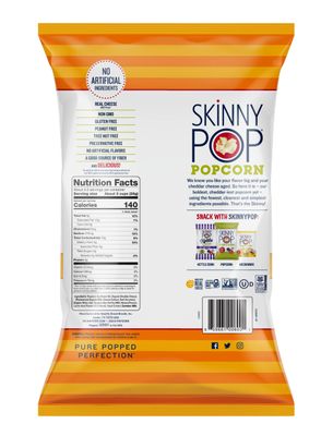 SkinnyPop Aged White Cheddar Popcorn, Gluten Free, Non-GMO, Healthy Popcorn Snacks, Skinny Pop, 4.4 oz Grocery Sized Bags (12 Count)