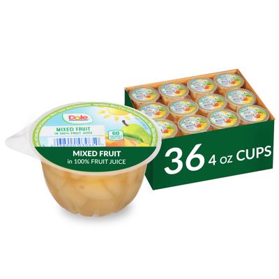 Dole Fruit Bowls Mixed Fruit in 100% Juice Snacks, 4oz 36 Total Cups, Gluten &amp; Dairy Free, Bulk Lunch Snacks for Kids &amp; Adults