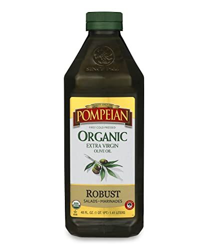Pompeian USDA Organic Robust Extra Virgin Olive Oil, First Cold Pressed, Full-Bodied Flavor, Perfect for Salad Dressings &amp; Marinades, 48 FL. OZ.