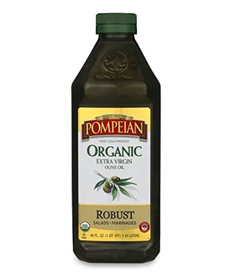 Pompeian USDA Organic Robust Extra Virgin Olive Oil, First Cold Pressed, Full-Bodied Flavor, Perfect for Salad Dressings &amp; Marinades, 48 FL. OZ.