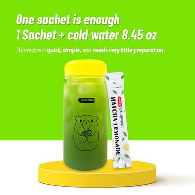 KAYFOOD Matcha Lemonade Premium Korean Green Tea & Lemon Juice Powder mix 0.1oz/5g x 20 stick packs (3.53oz/100g) with Gift Bottle Sugar Free Diet macha green tea ade matchamix