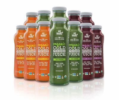 ALLWELLO Mix of Organic Cold Pressed Juice Drinks with Real Fruits and Vegetables Gluten Free Non-GMO Healthy Juices No Preservatives No Sugar Added (Mix, 12 Pack)