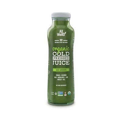 ALLWELLO Mix of Organic Cold Pressed Juice Drinks with Real Fruits and Vegetables Gluten Free Non-GMO Healthy Juices No Preservatives No Sugar Added (Mix, 12 Pack)