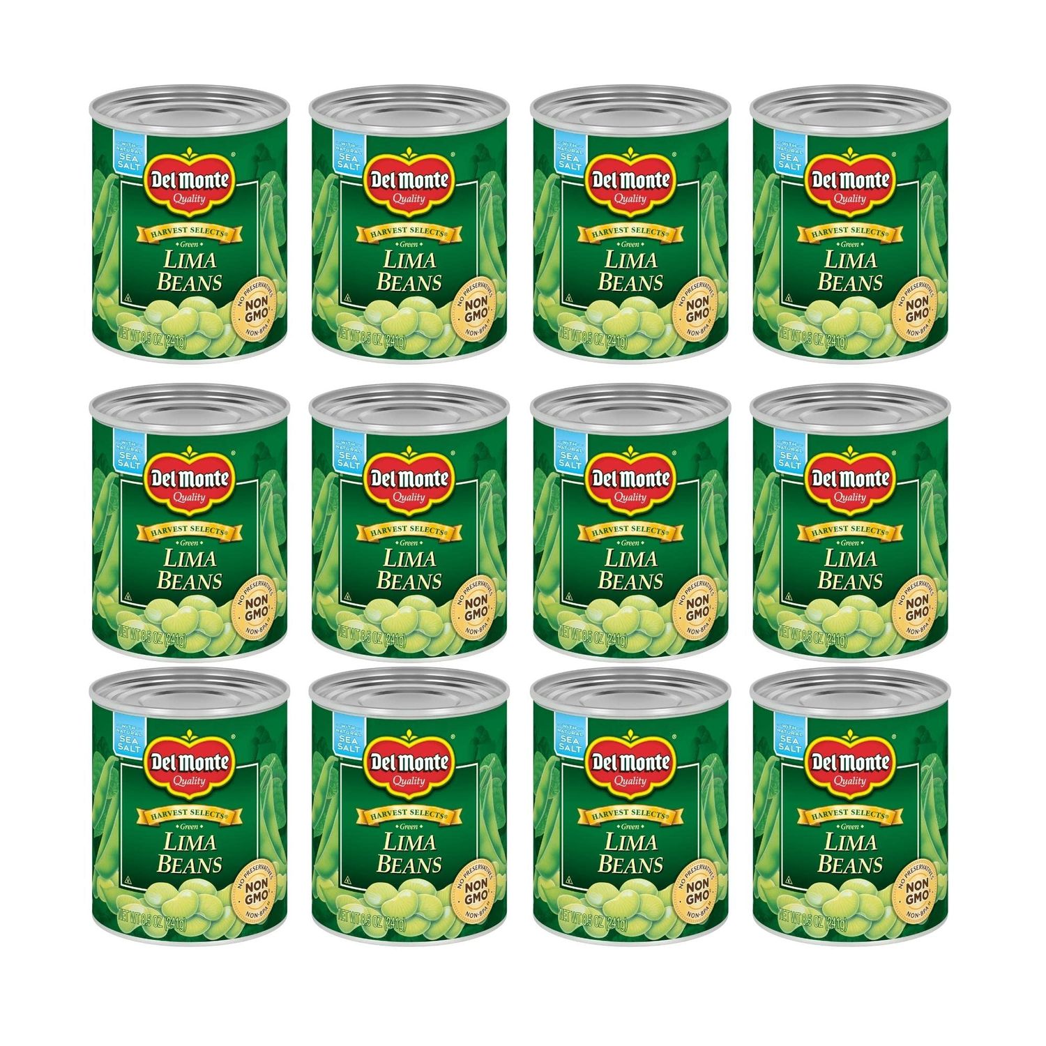 DEL MONTE FRESH CUT HARVEST SELECTS Green Lima Beans Canned Vegetables, 12 Pack, 8.5 oz Can