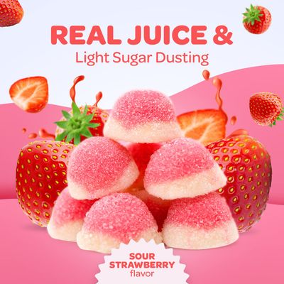 Strawberry Puffy Gummy Candy - Bulk Pack 2 Pounds - Pink Sweets