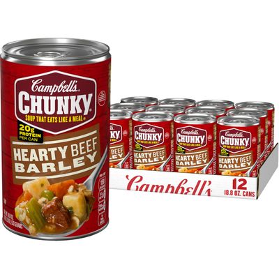 Campbell&#39;s Chunky Soup, Hearty Beef and Barley Soup, 18.8 Oz Can (Case of 12)