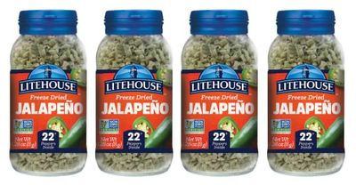 Litehouse Freeze Dried Jalapeno Peppers - Substitute for Fresh Jalapeno Peppers, Freeze Dried Pepper, Jar Equal to 22 Jalapeno Peppers, Organic Pepper Seasoning, Non-GMO, Gluten-Free - 0.39 Oz, 4-Pack