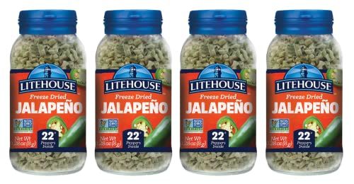 Litehouse Freeze Dried Jalapeno Peppers - Substitute for Fresh Jalapeno Peppers, Freeze Dried Pepper, Jar Equal to 22 Jalapeno Peppers, Organic Pepper Seasoning, Non-GMO, Gluten-Free - 0.39 Oz, 4-Pack