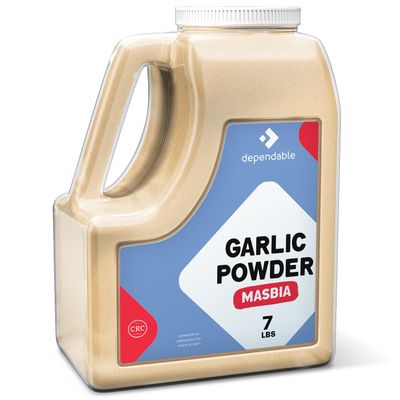 Dependable Food Garlic Powder -7 LB.- Restuarant Bulk Size Jar, Kosher, Versatile, Dehydrated, Non-GMO Seasoning for Vegetables, Meat Rubs &amp; More - Allergen-Free, 100% Natural Granulated Garlic