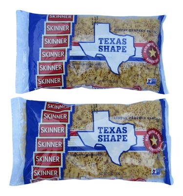Skinner Texas Shaped Pasta, Non-GMO, Low Fat, Sodium Free, Cholesterol Free (2 Bags, 12 Oz Each - 24 Oz Total)