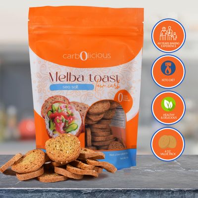 Low Carb Melba Toast - Sea Salt Flavor For Dips, Spreads, Soups, Salads &amp; More - 4oz