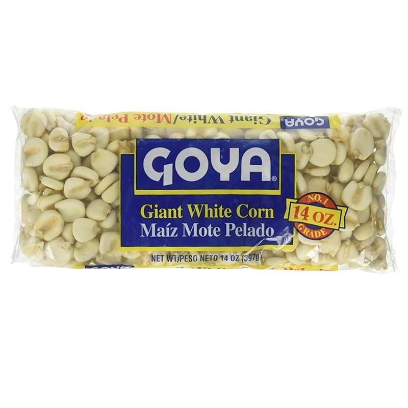 Giant White Corn by Goya, Whole White Hominy, Mexican Corn, Dried White Corn Kernels, Maz Mote Pelado, 14oz. Bag
