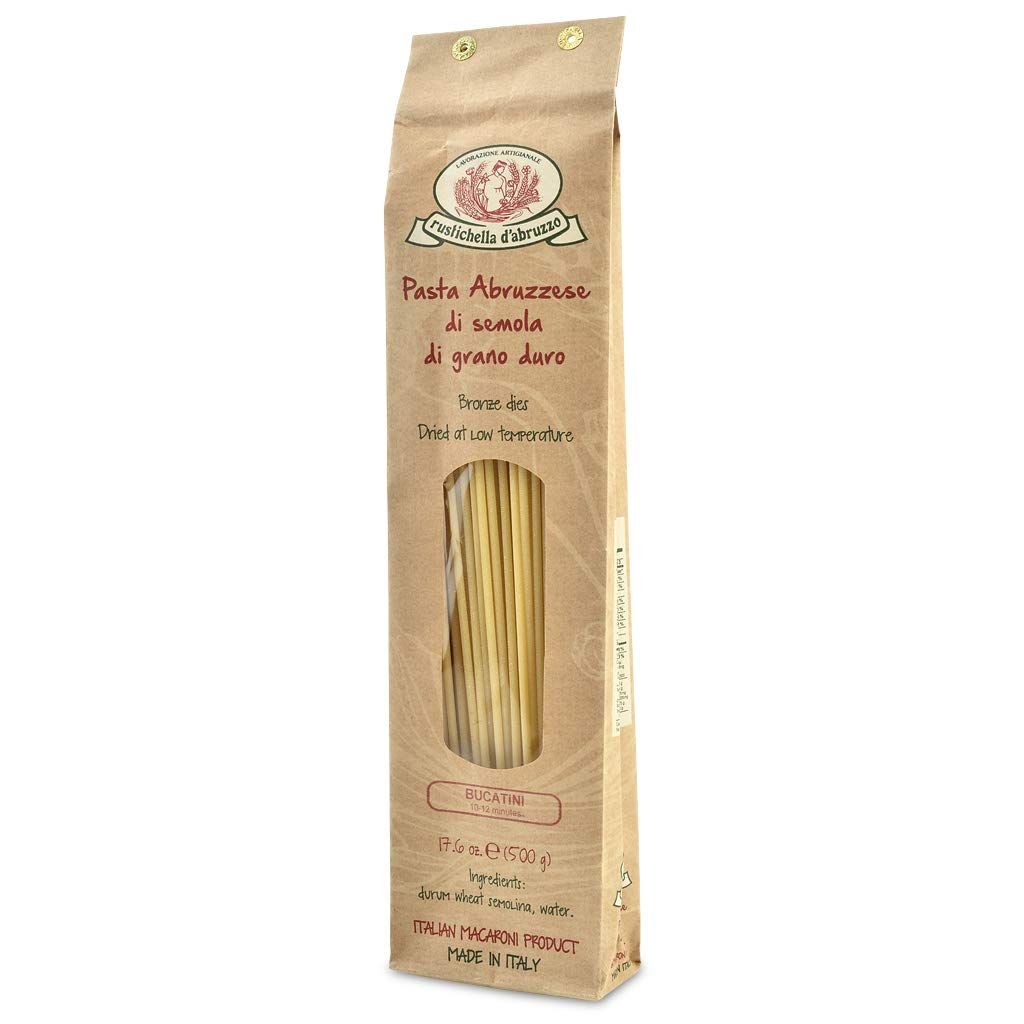 Rustichella d&#39;Abruzzo Bucatini (Pack of 4), 500g Each - Classic Italian Pasta with a Hole - Perfect for Amatriciana Sauce - Artisan Pasta from Abruzzo