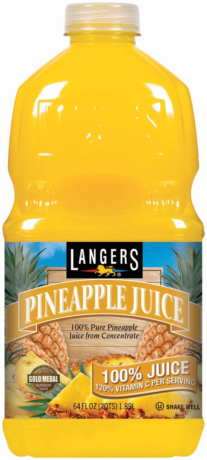 Langers 100% Juice with Vitamin C, Pineapple, 64 Fl Oz, Pack of 8