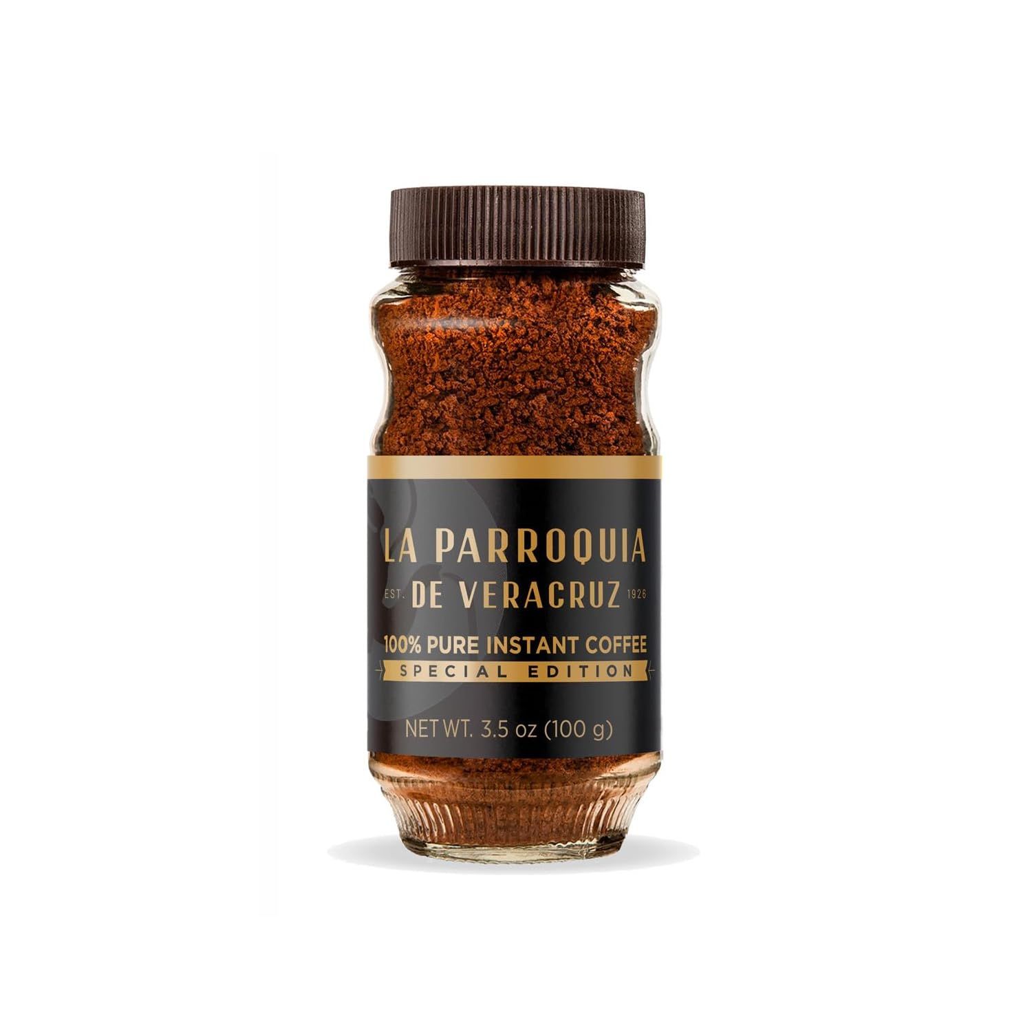 LA PARROQUIA DE VERACRUZ - Instant Coffee, 3.5 oz, 100% Pure Coffee, Selected and Elaborated, Coffee with Good Bitterness and Intense Body, Light to Dark Cognac Color