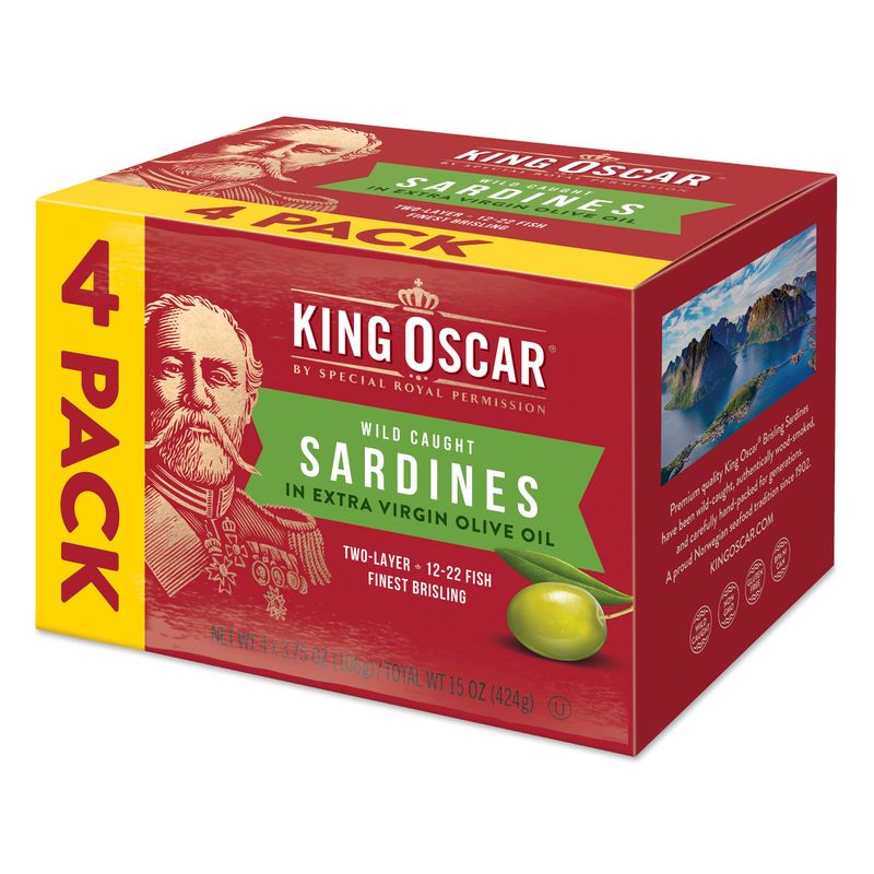 King Oscar Wild Caught Sardines in Extra Virgin Olive Oil 3.75 Ounce (Pack of 4)