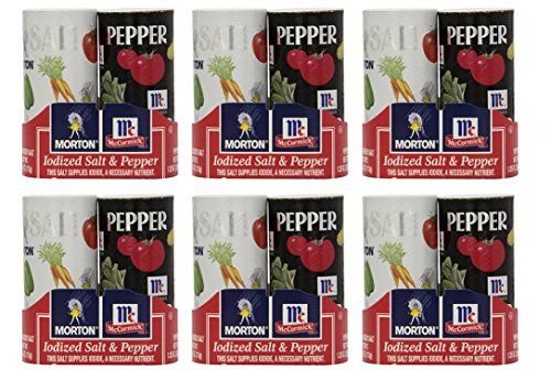 Morton, Iodized Salt &amp; Pepper Shaker Duo Pack, 5.5oz Package (Pack of 6)