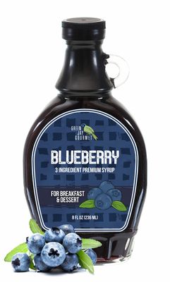 Green Jay Gourmet Blueberry Syrup - 3 Ingredient Premium Breakfast Syrup with Fresh Blueberries, Cane Sugar &amp; Lemon Juice - All-Natural, Non-GMO Pancake Syrup, Waffle Syrup &amp; Dessert Syrup - 8 Ounces